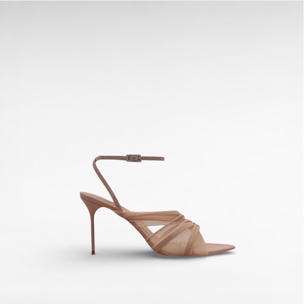 nude sandal side organza