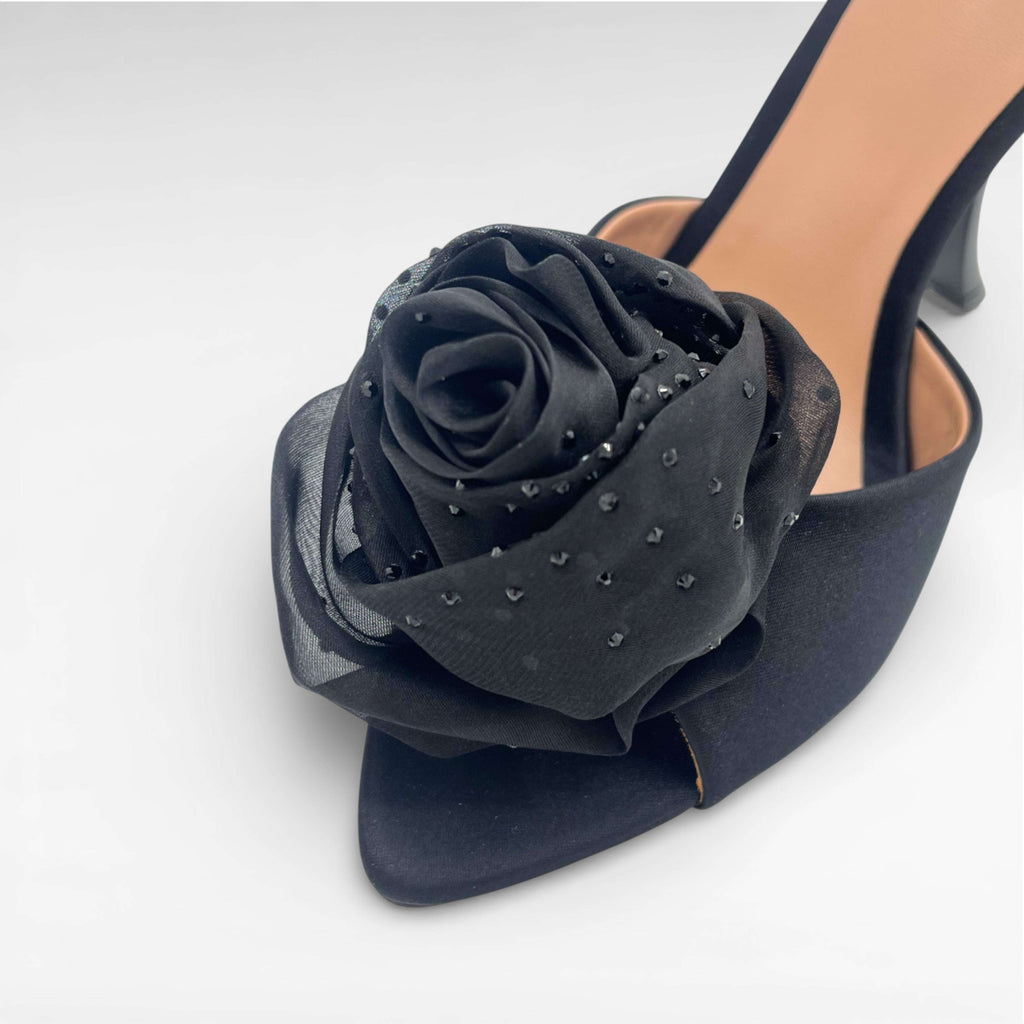 black mule with flower