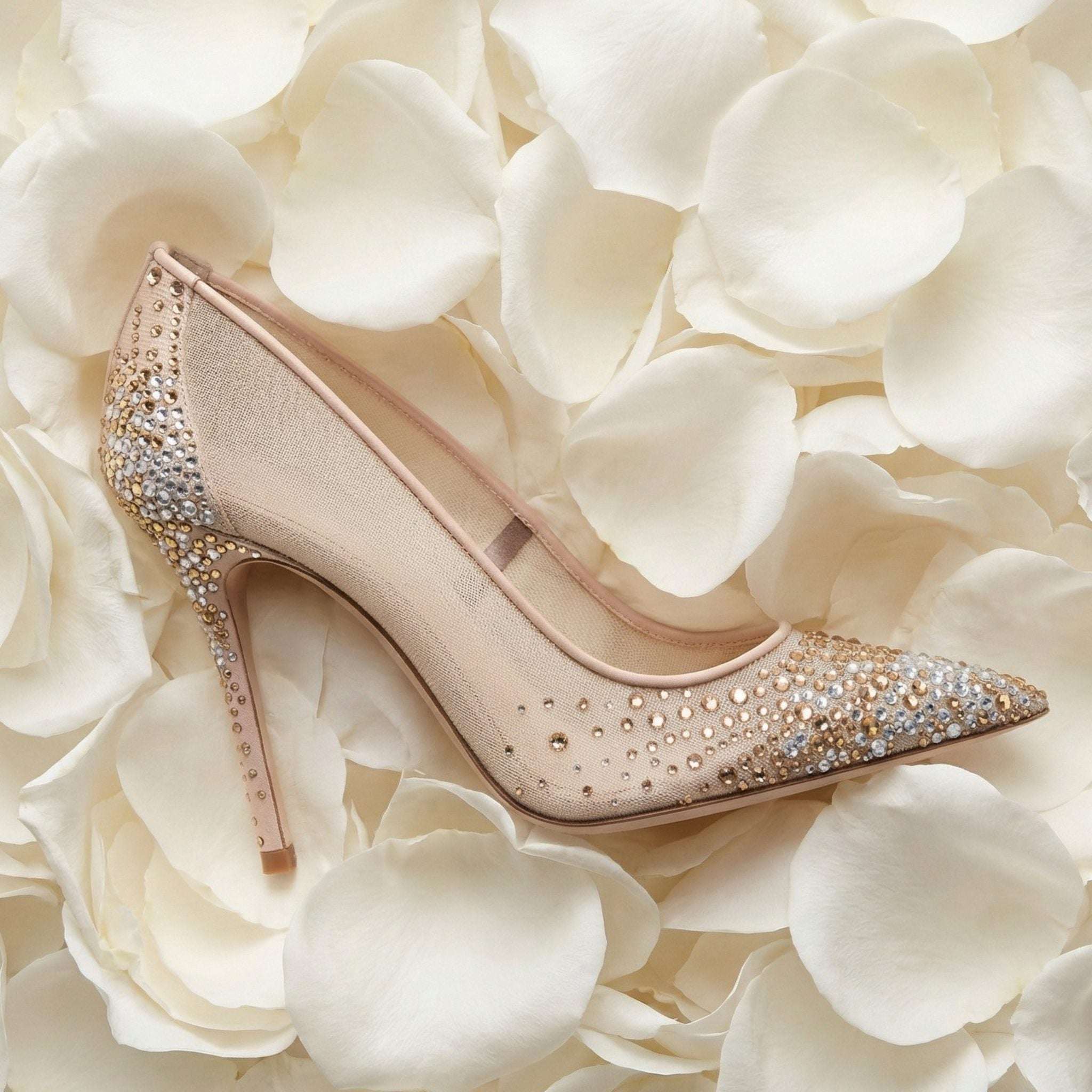 Bridal shoes with crystal toes and heels