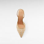 Nude beige crystal shoe top view