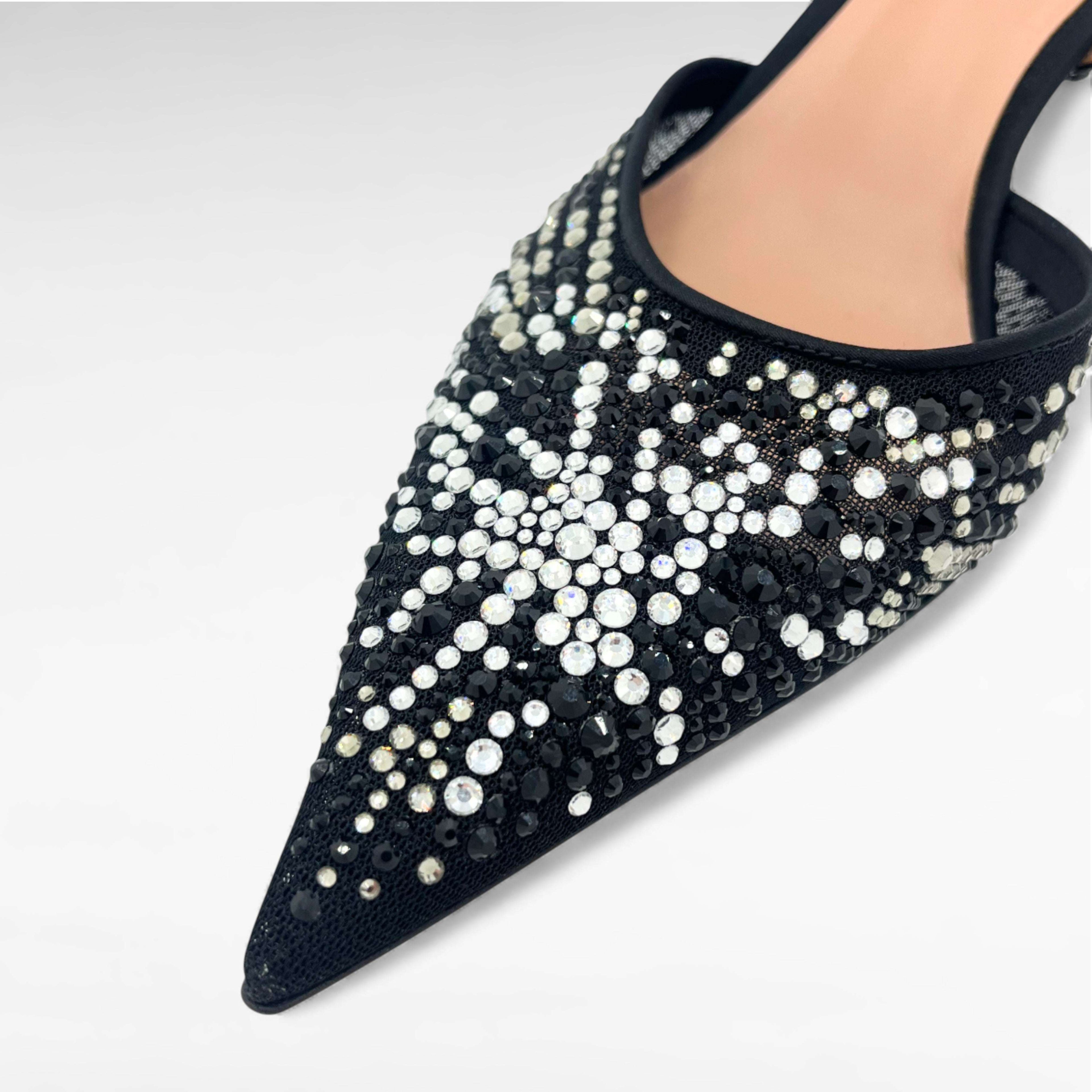 Black crystal evening shoe