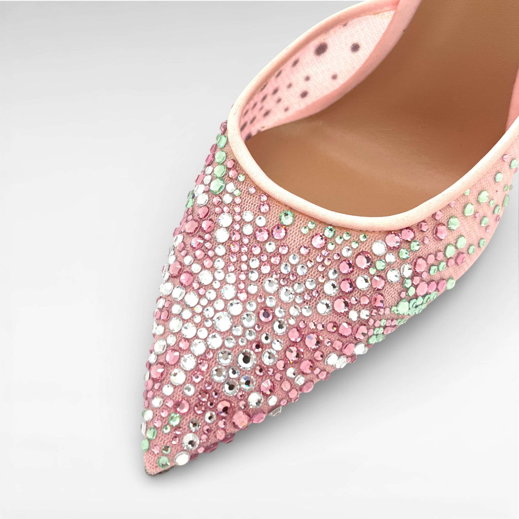 Pink crystal evening shoe