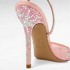 Pink crystal evening shoe, high heels