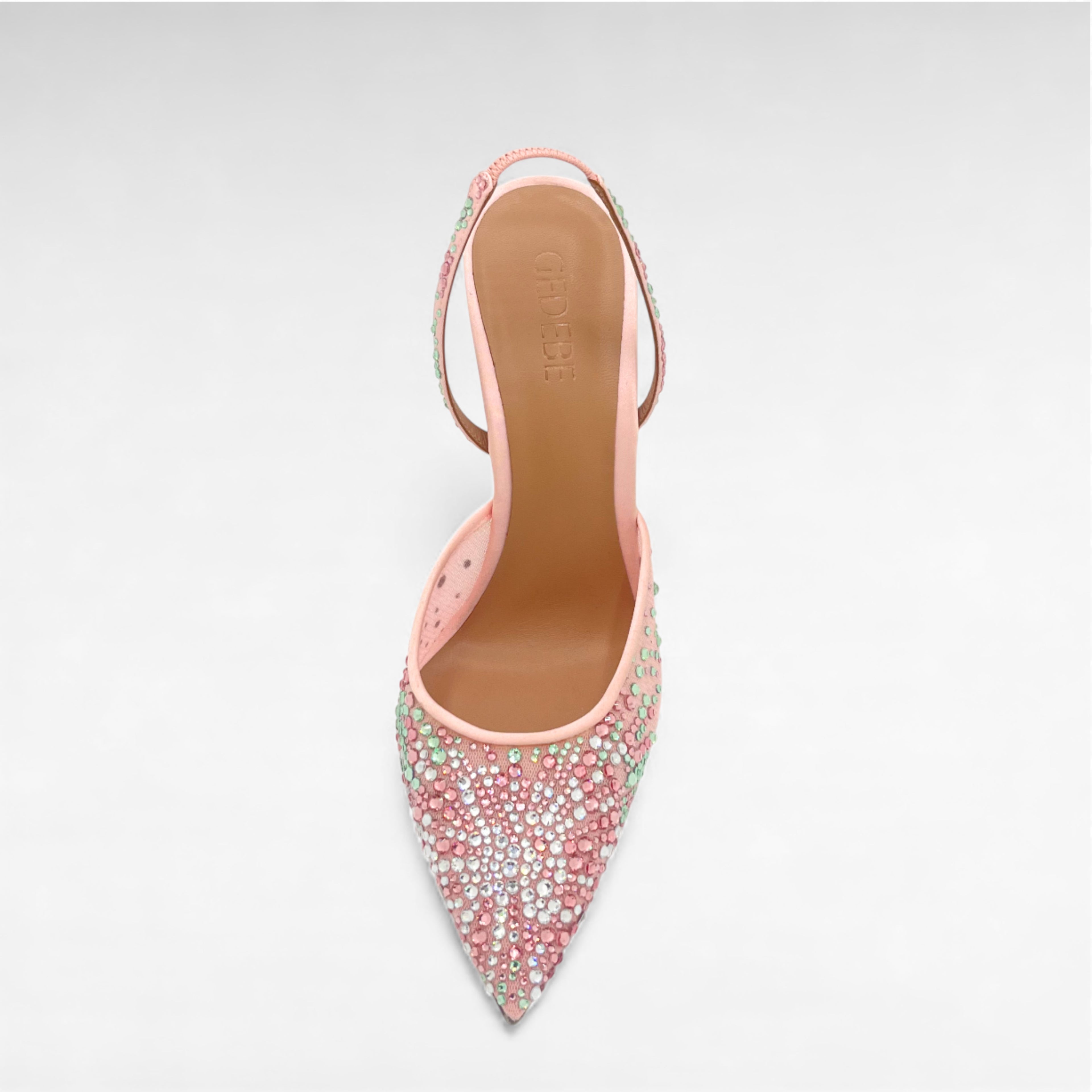 pink crystal evening shoe slingback