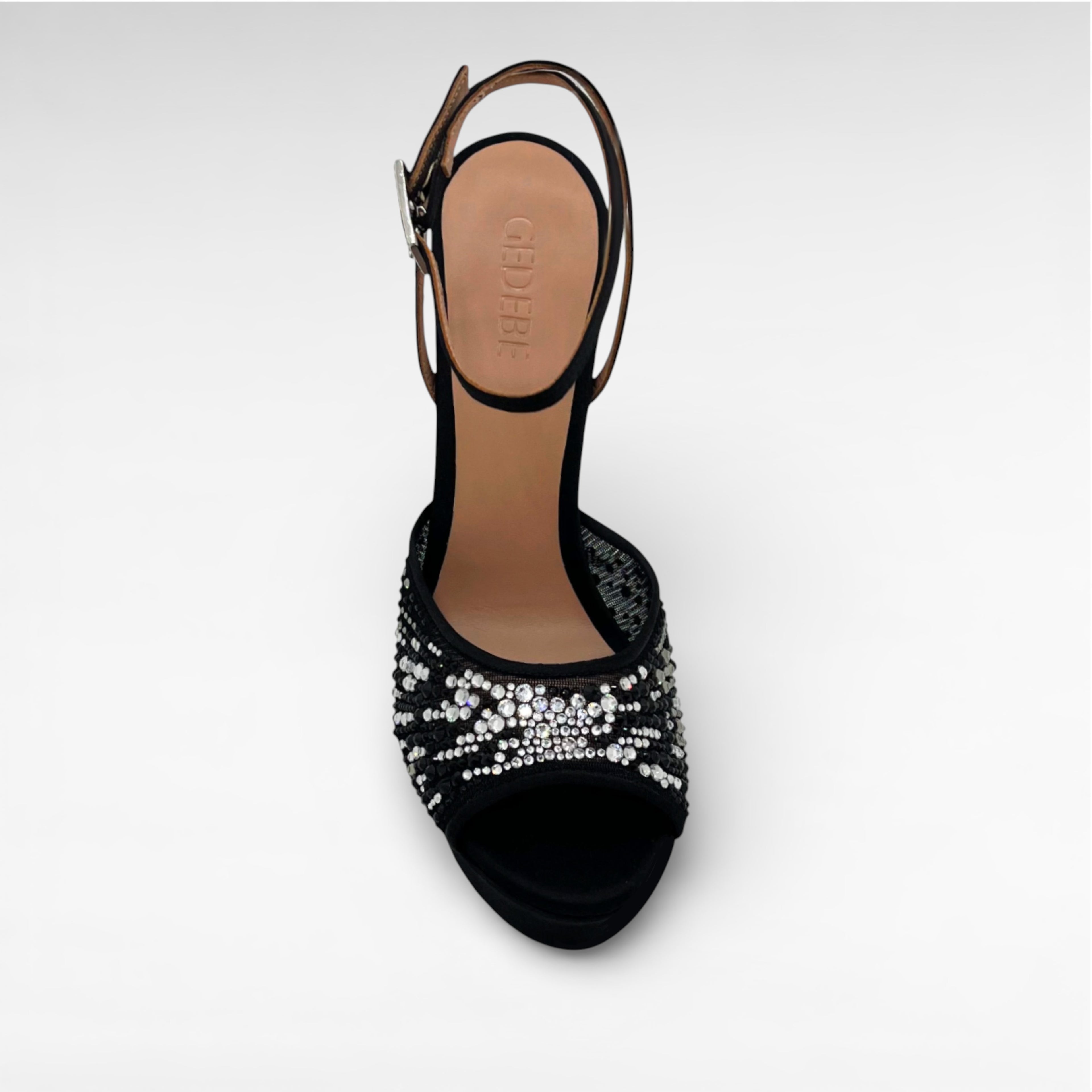 Black crystal platform shoe