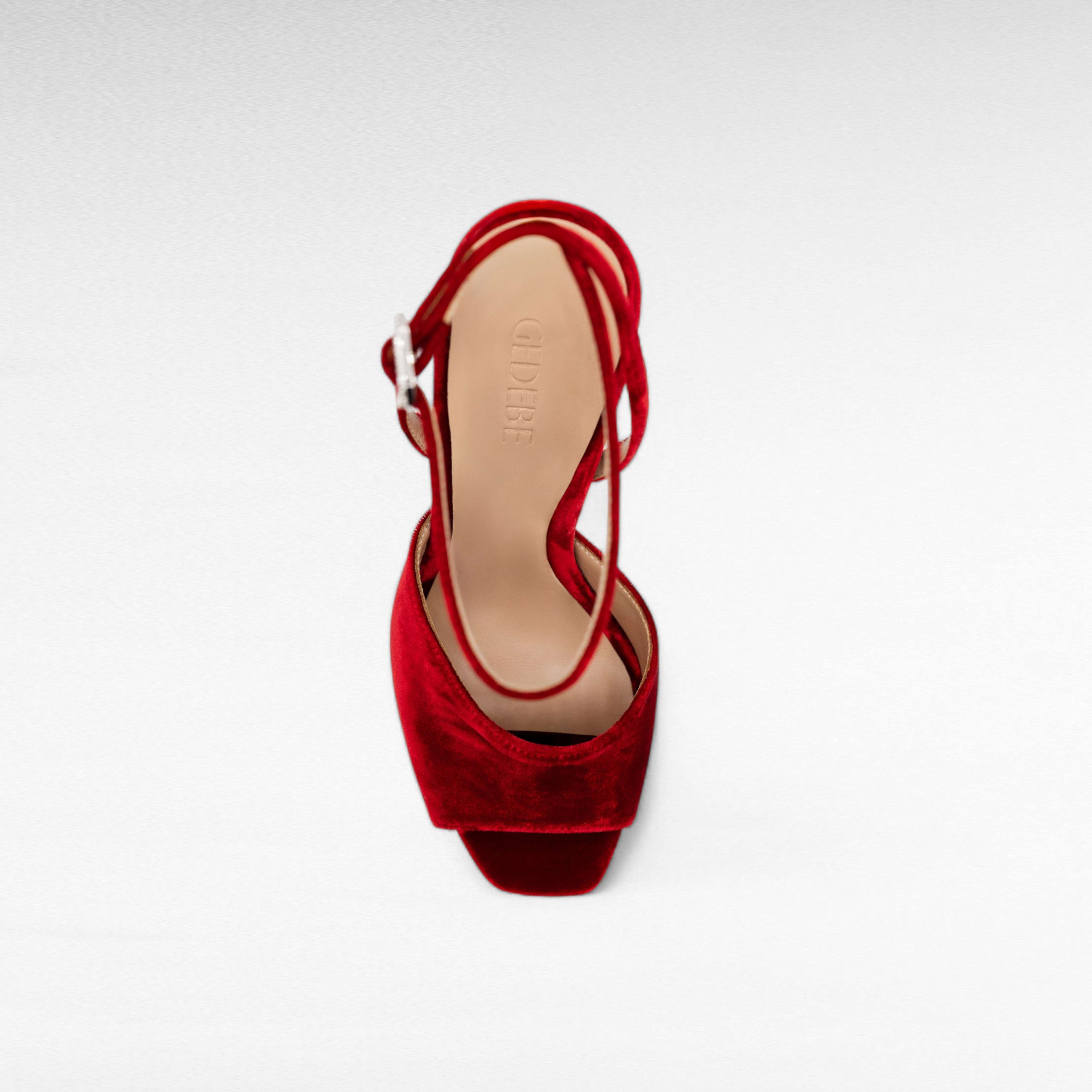 Red velvet platform shoe 2