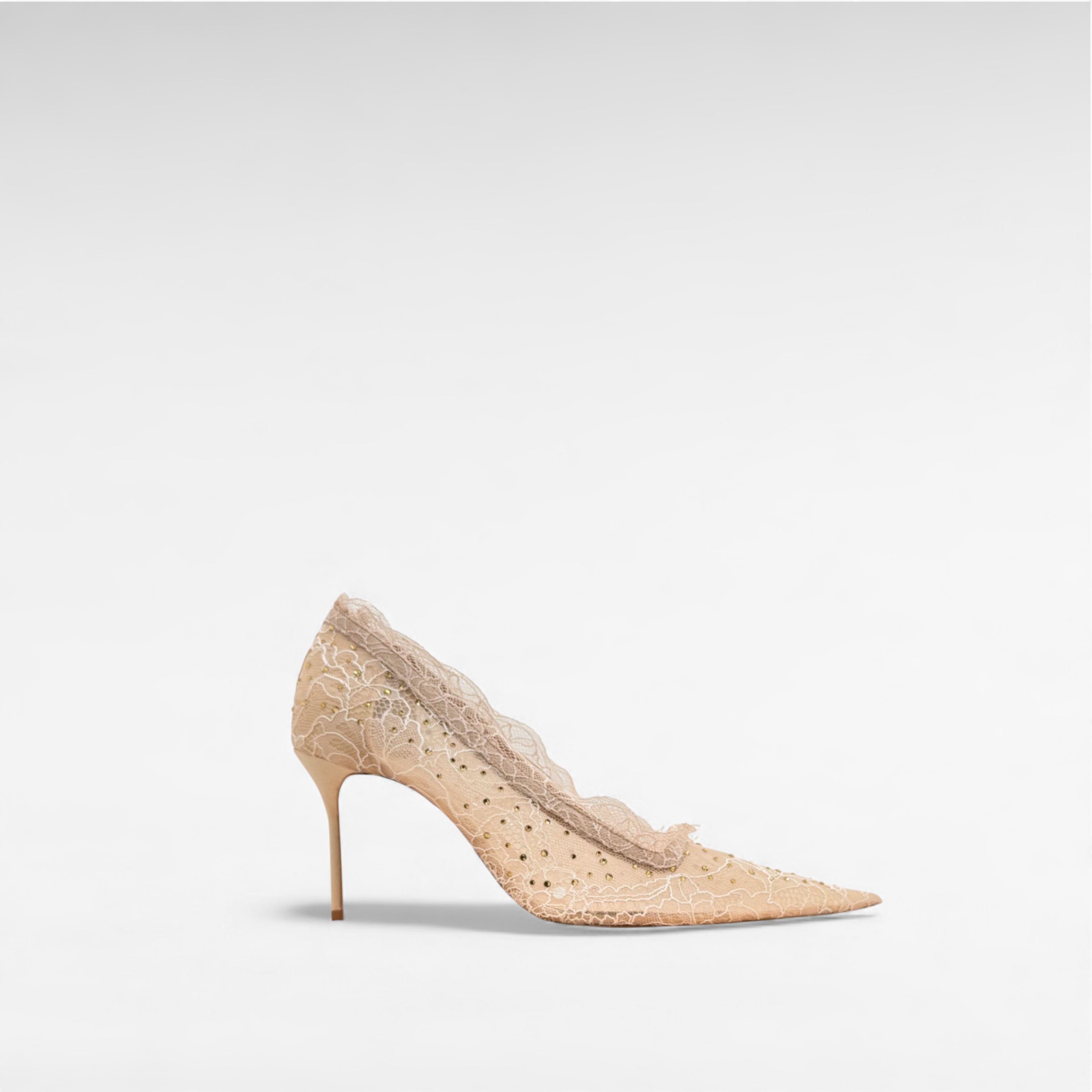 beige nude lace pump court shoe high heel