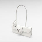 white leather handbag with flower