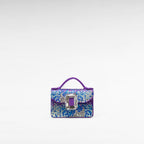 Purple mosaic crystal mini handbag top handle