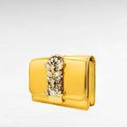Gold evening clutch with embroidered crystals