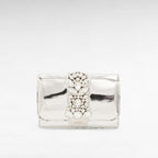 Silver clutch bag with crystal embroidery