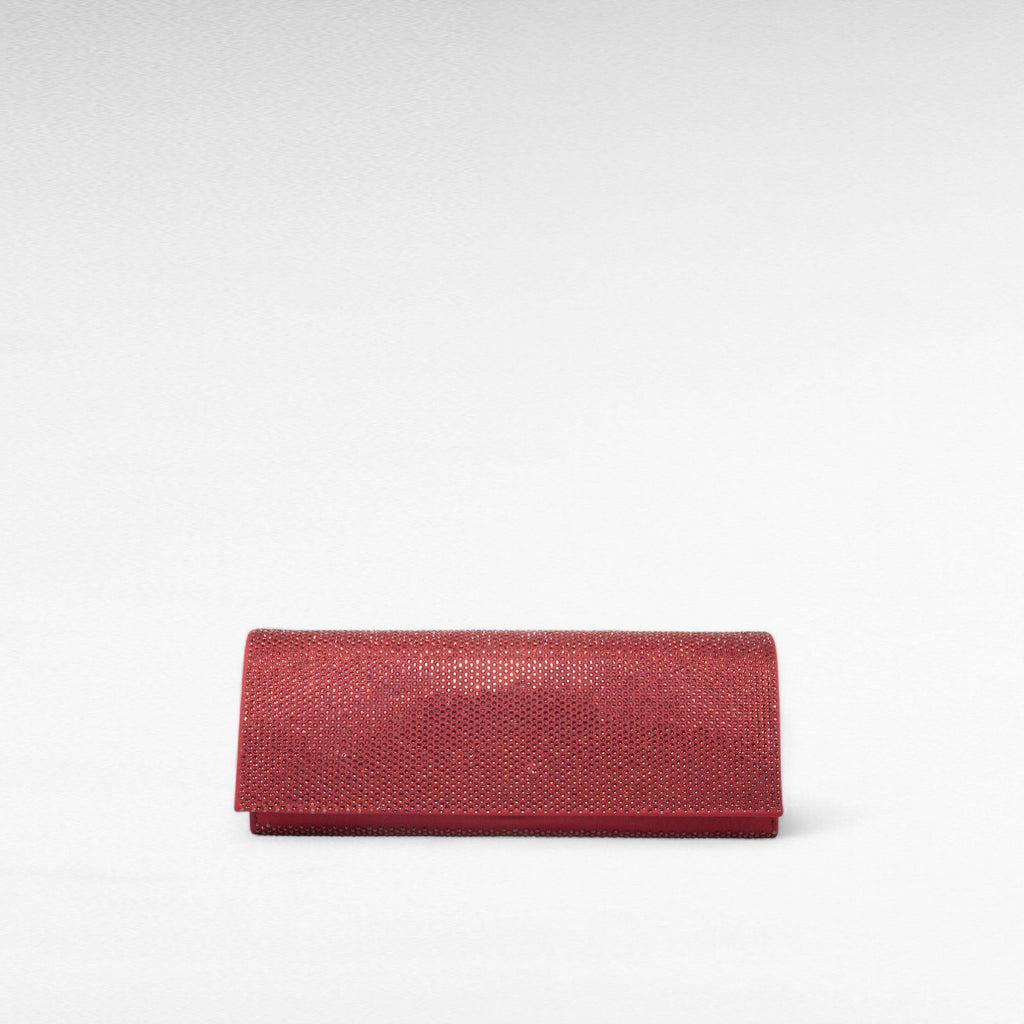 Burgundy red crystal clutch evening bag