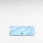 Light blue draped crystal clutch
