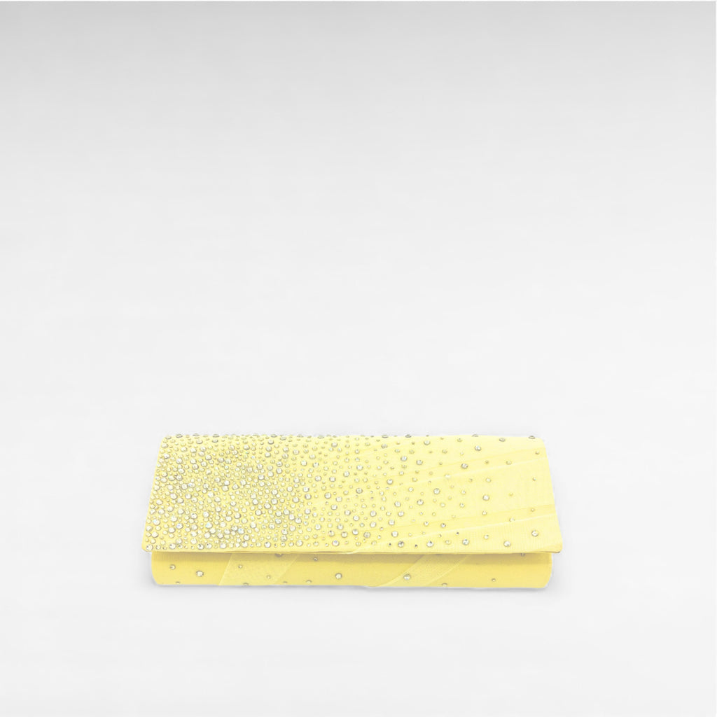 YELLOW DRAPED CRYSTAL CLUTCH