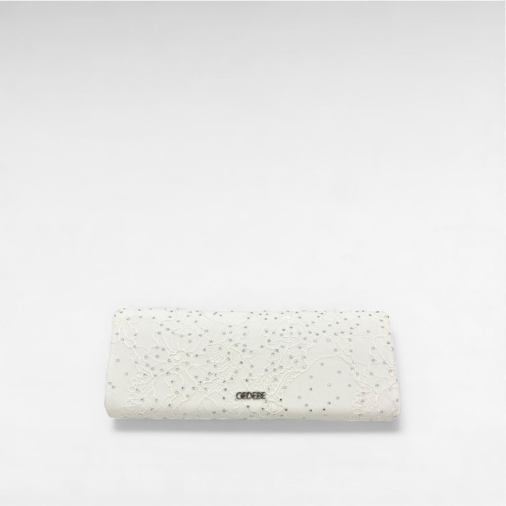 White lace crystal clutch gedebe