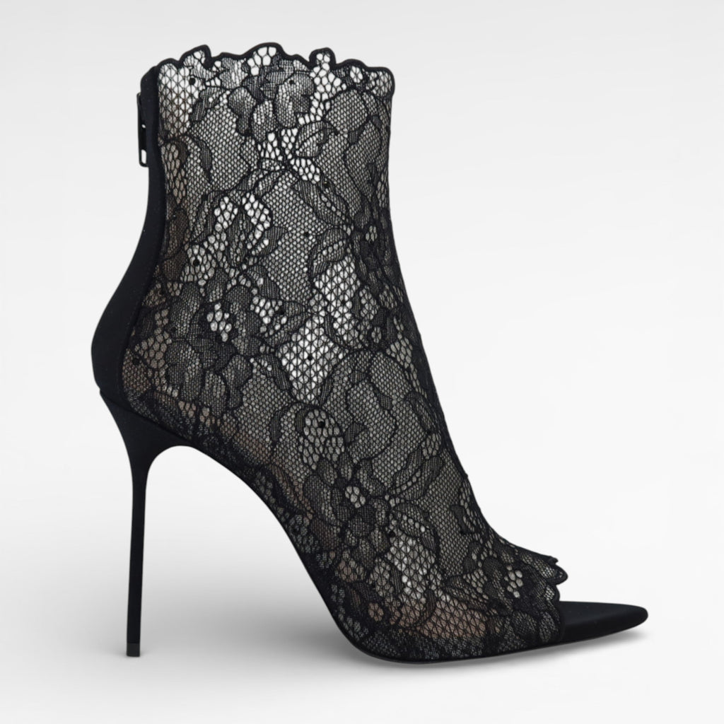 BELLA BOOTIE 105 - LACE CRYSTAL BLACK