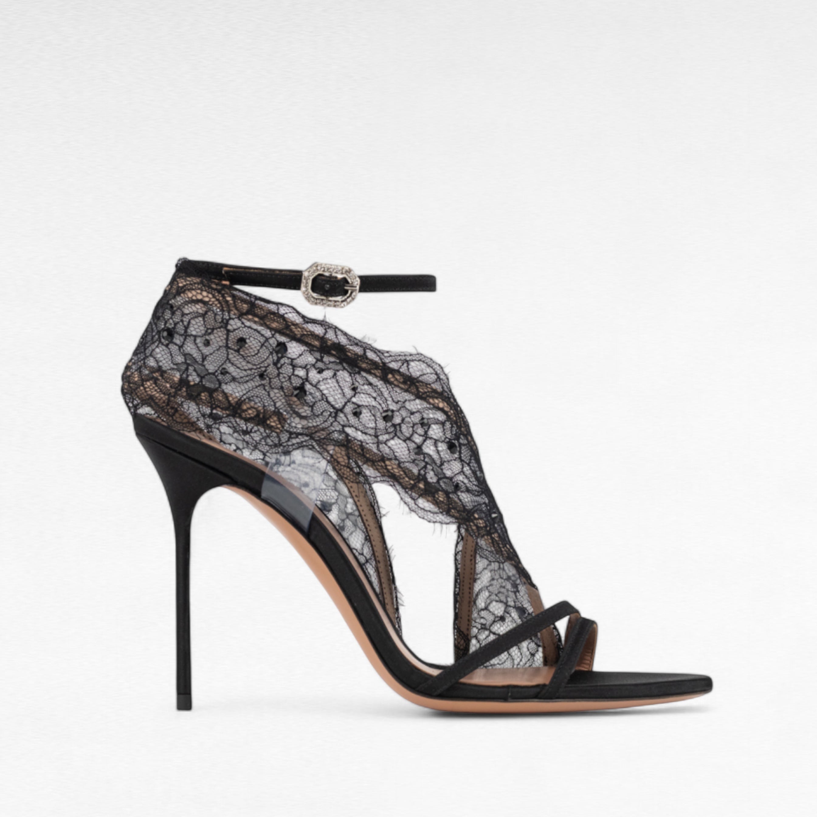 BELLA SANDAL 105 - LACE CRYSTAL BLACK