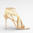 BELLA SANDAL 105 - LACE CRYSTAL GOLD