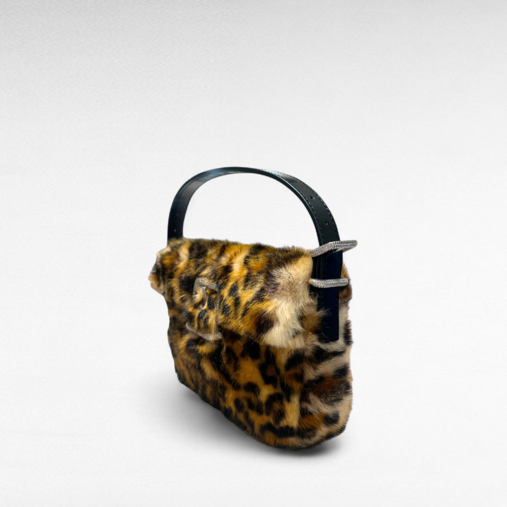 Leopard faux-fur mini handbag