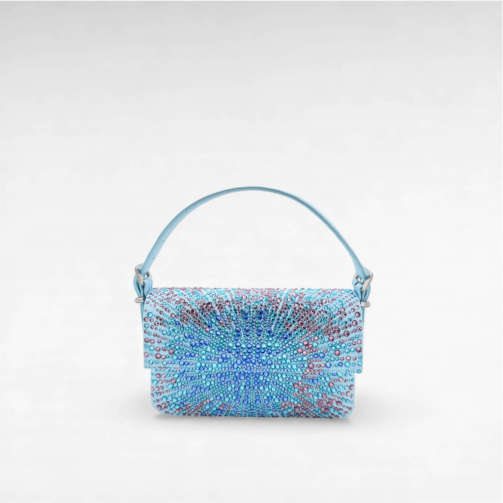 Mini blue crystal evening bag mini handbag