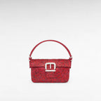 Small red nude handbag with crystals mining