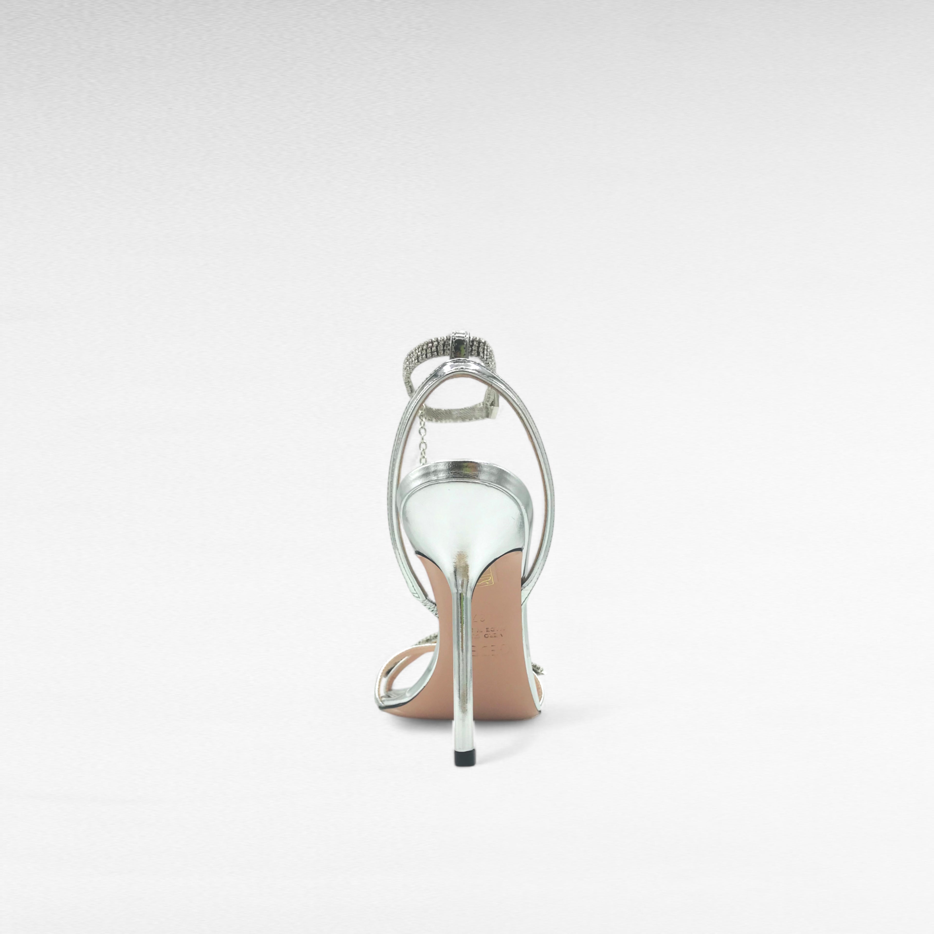 Silver evening sandal heels