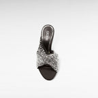 Black mule shoe with crystals