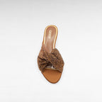 Flat brown crystal mule slip-on evening shoe