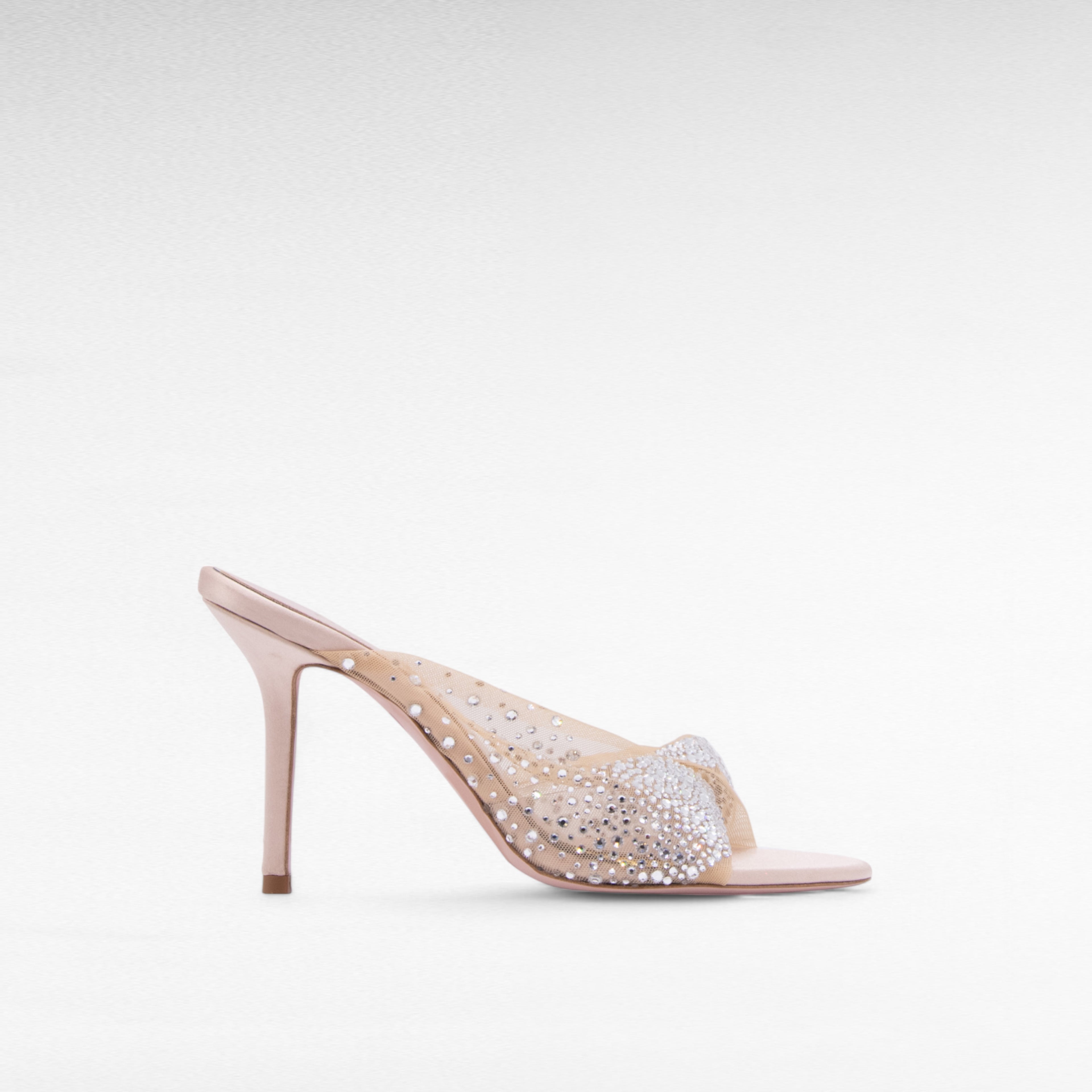 Nude beige crystal mule evening shoe high heel