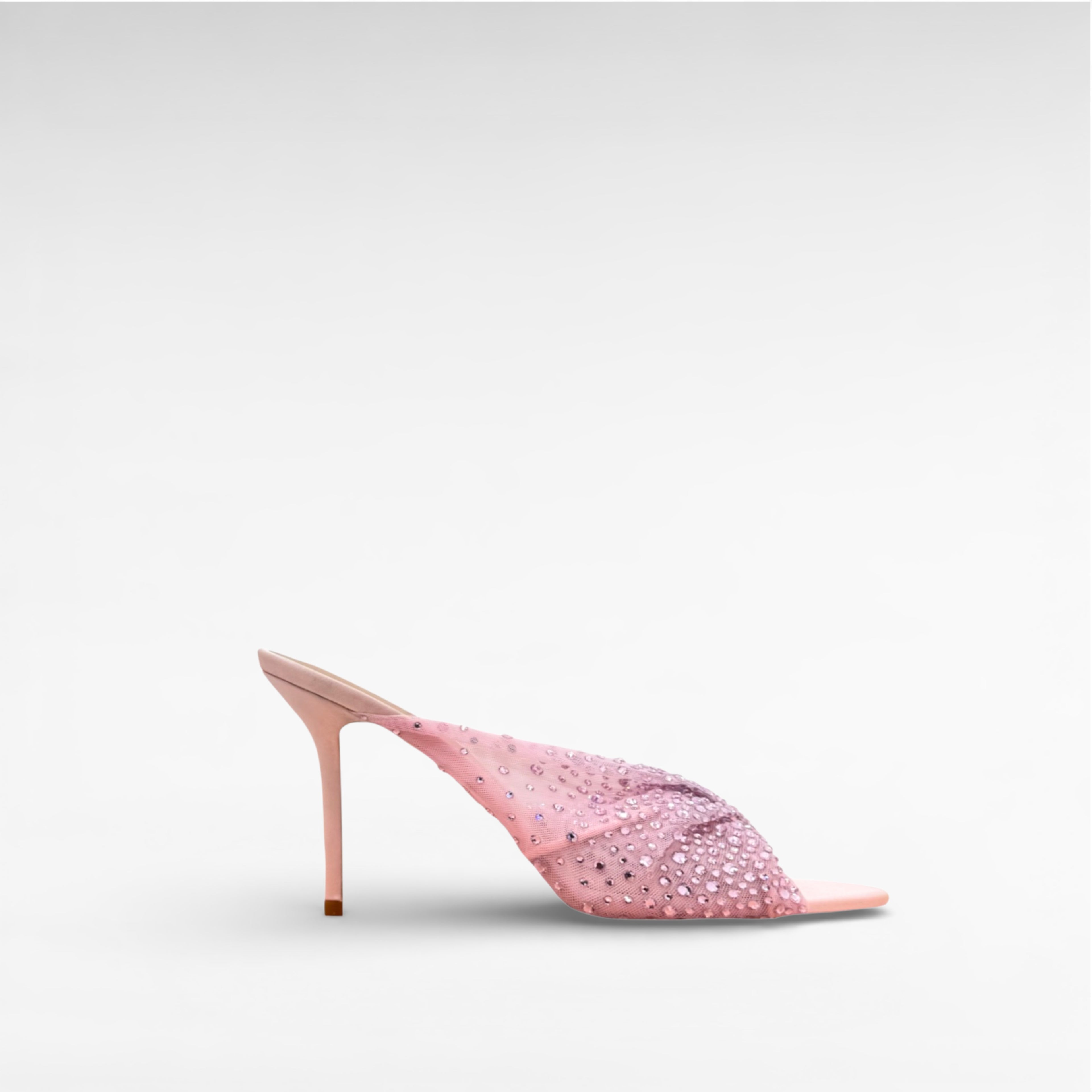 pink crystal mule slip-on