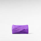 Blue hand-held clutch bag with crystal and front bow twist