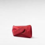 Red hand-held clutch bag with crystal and front bow
