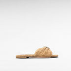 Fla raffia slip-on mule
