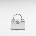 small silver flower handbag front
