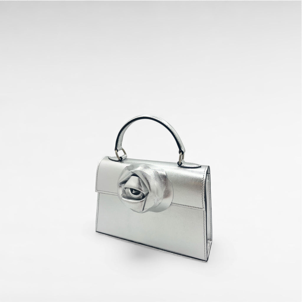 small silver flower handbag