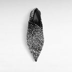 Flat black crystal slingback evening shoe pointed toe