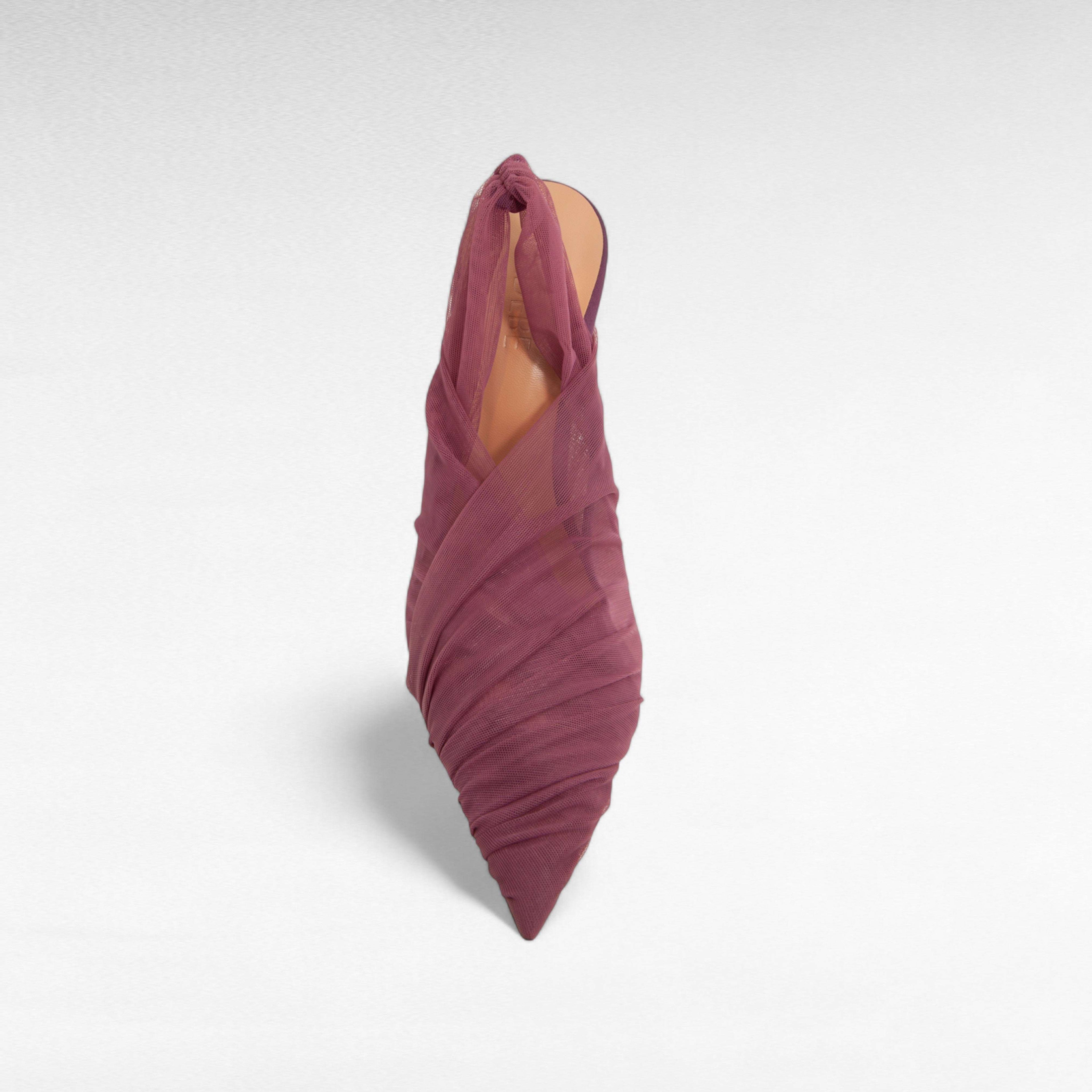 pleated heeled slingback shoe