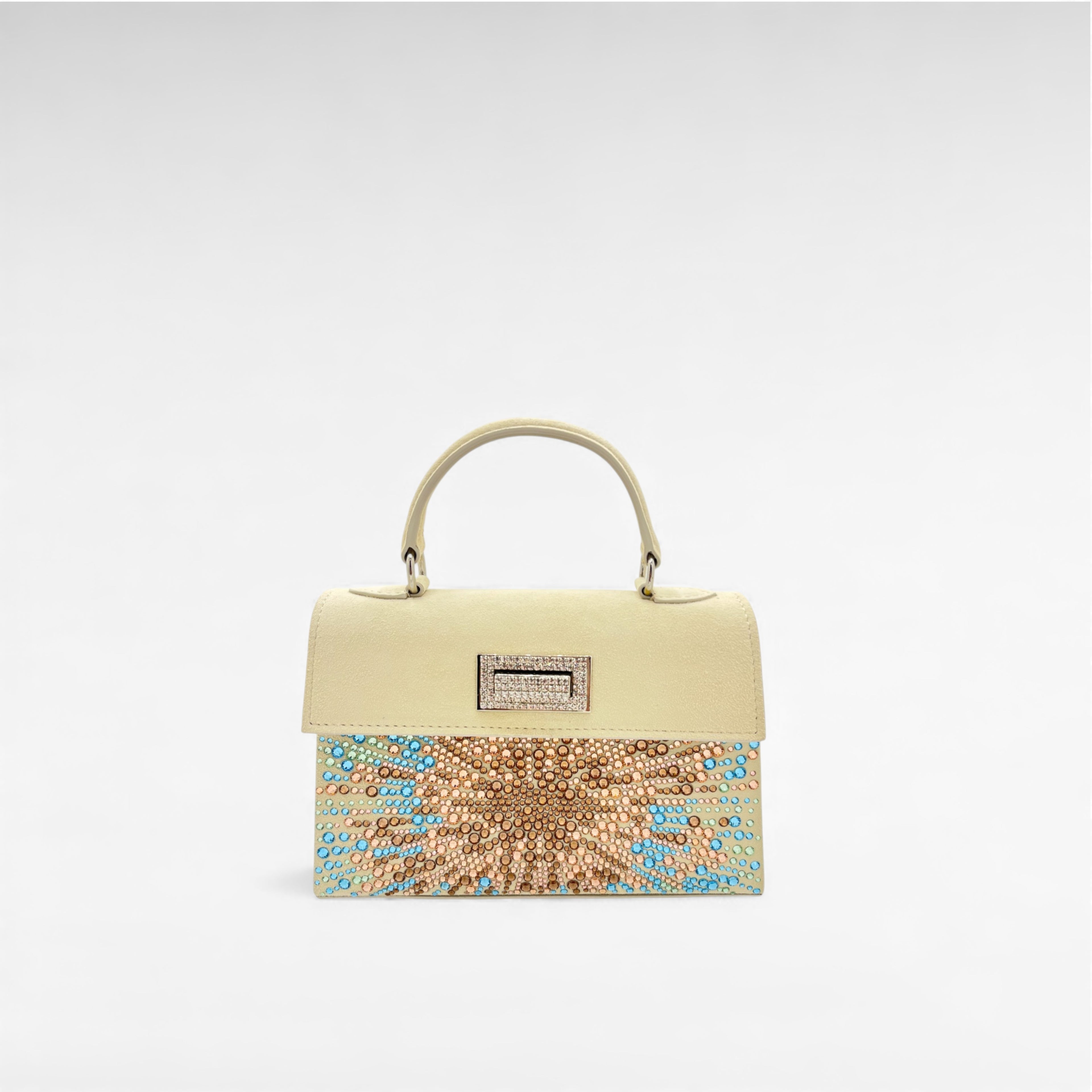 cream crystal patterned mini handbag multicolour