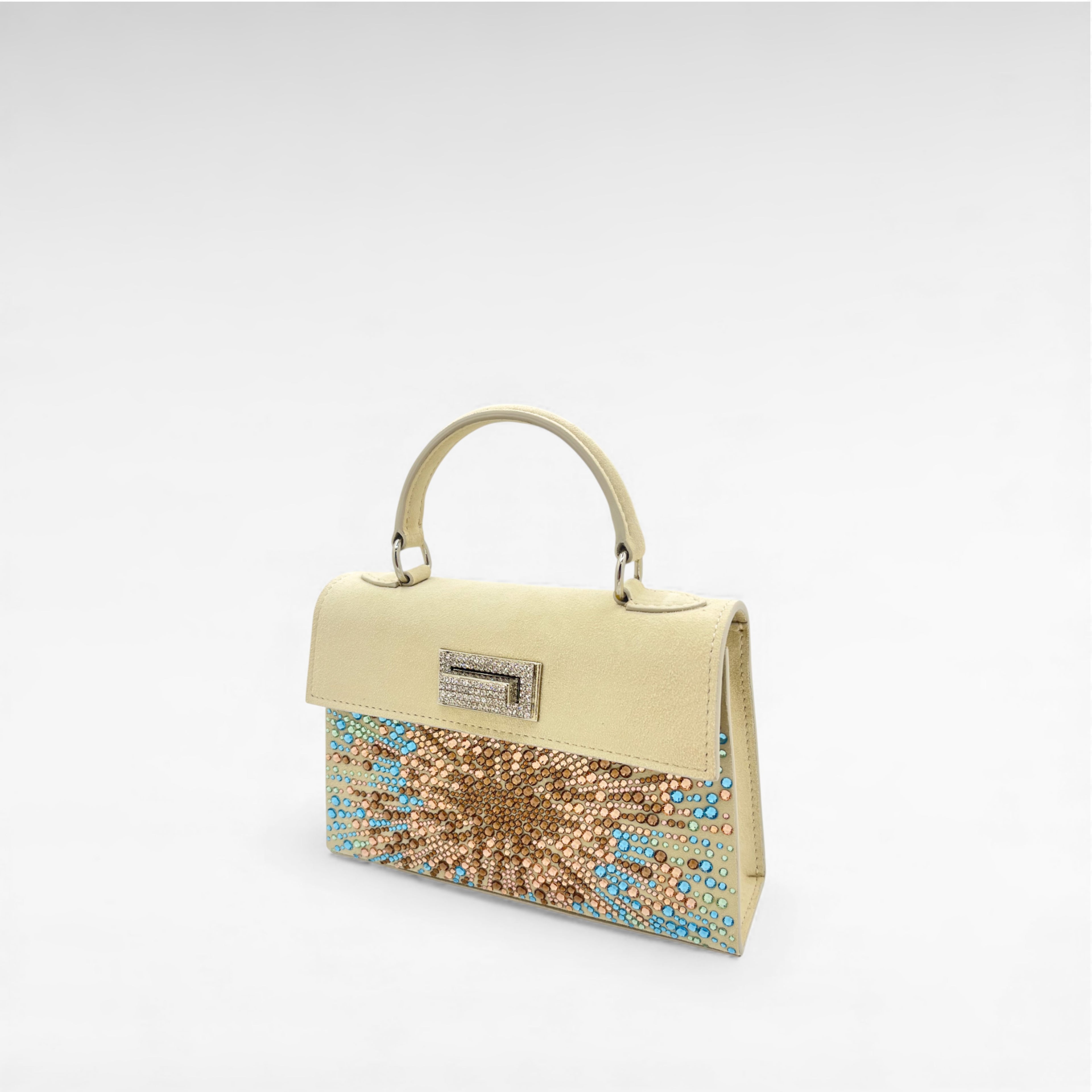 cream crystal patterned mini handbag