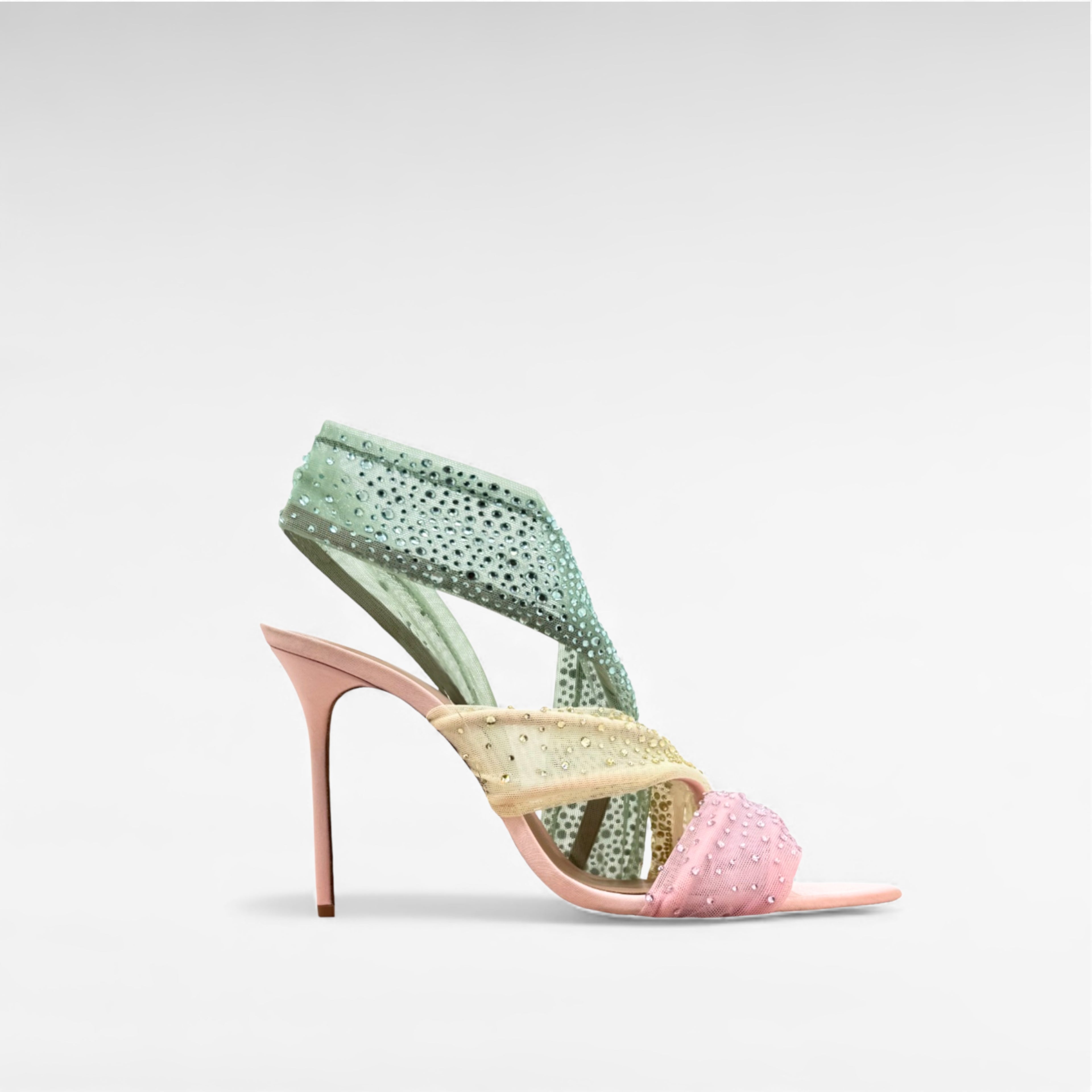 Multicolour crystal evening sandal high heel