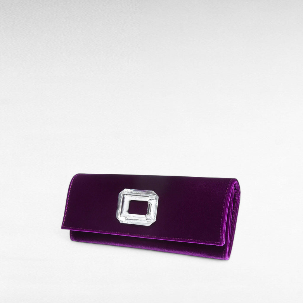 Purple velvet evening clutch