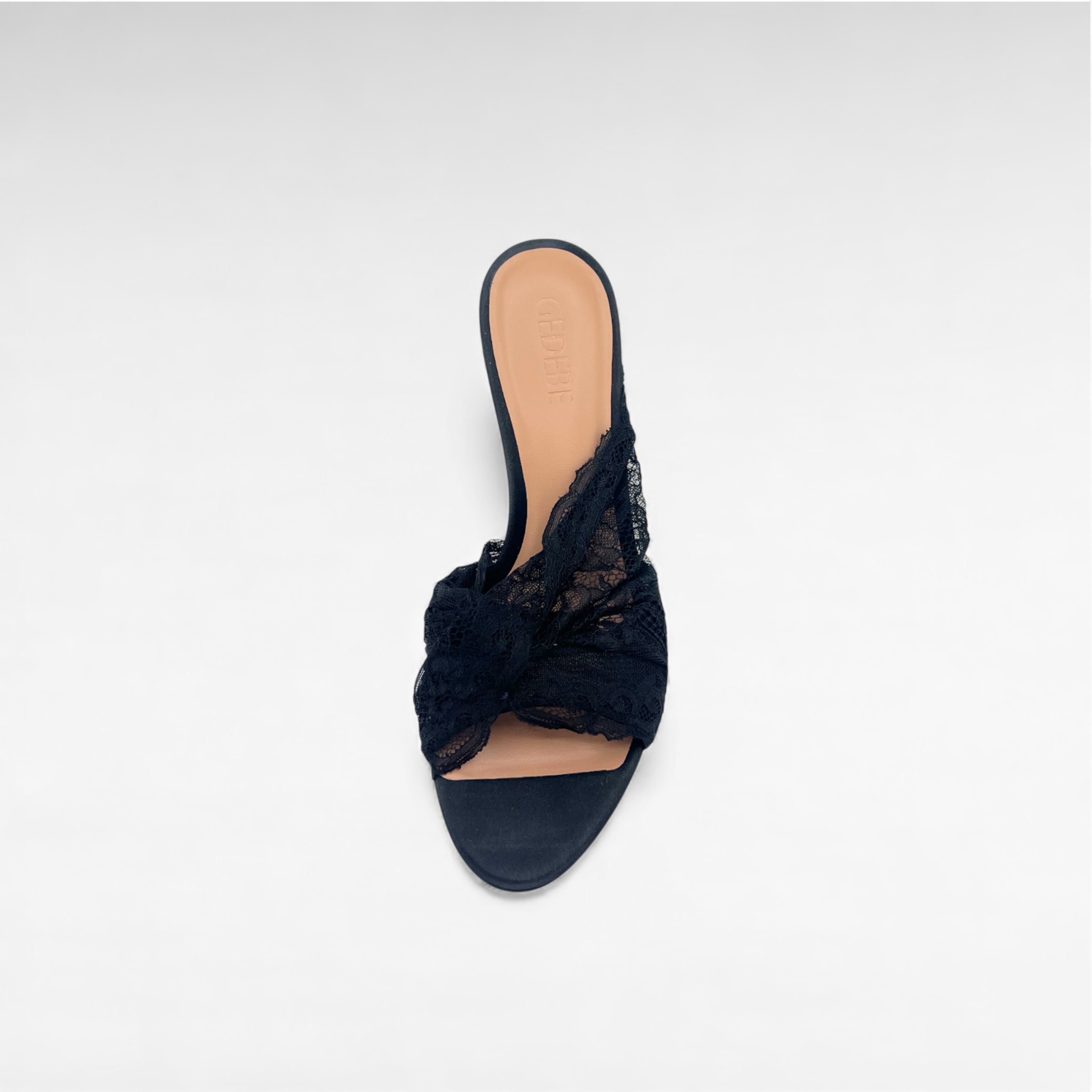 black lace mule slip-on top