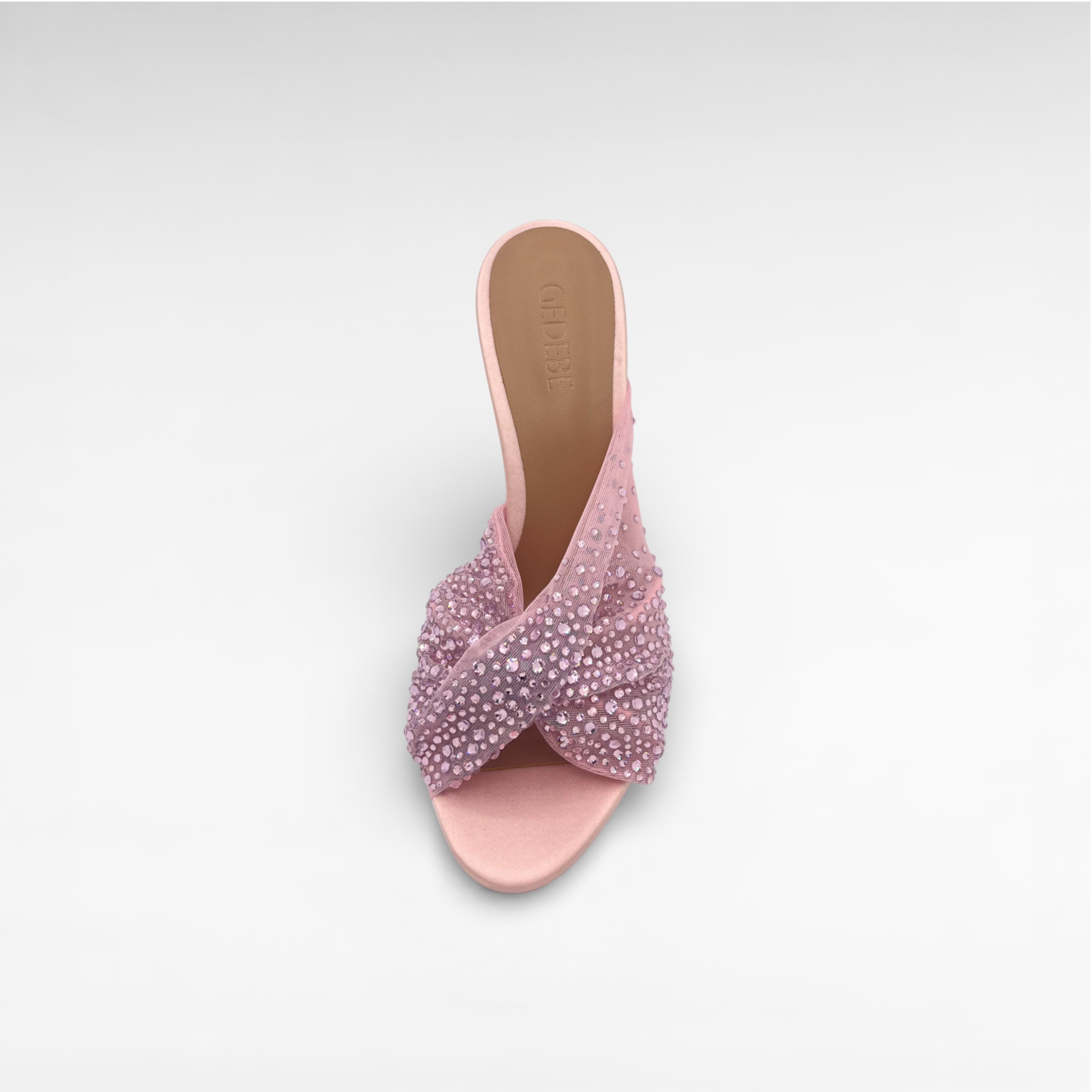 pink crystal mule shoe top