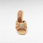 Raffia mule summer heels shoe crystal detail